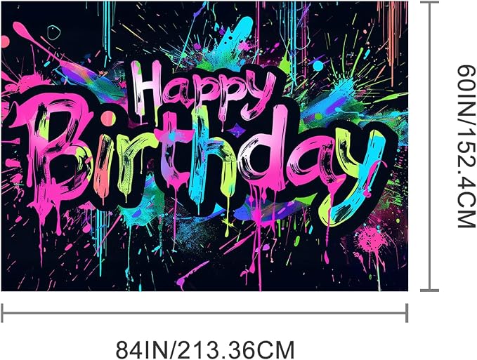 HOMETITUTE Neon Happy Birthday Banner 84x60 Inch Neon Supplies | Happy Birthday - Image 5
