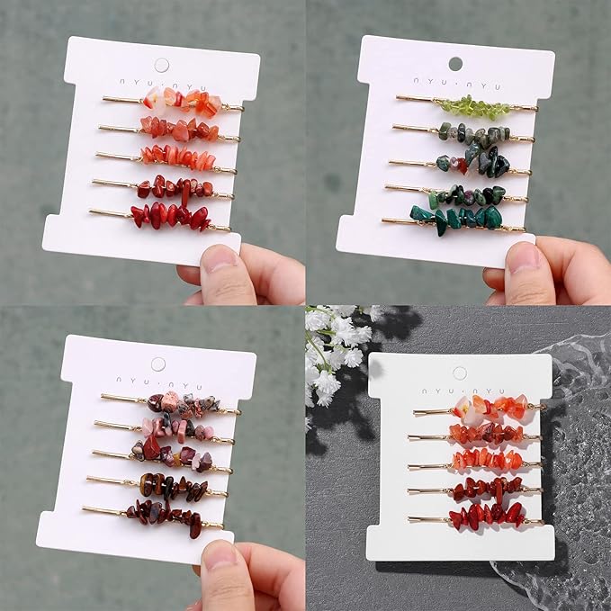 Crystal Hair Pins Gemstone Jeweled Bobby Pin Decorative Hair Accessories for Women Colorful Hairpins Set of 15