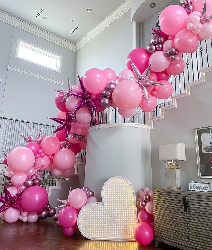 Bezente Pink Balloons Set 60pcs 12 inch | Metallic Pearl Pink, Hot & Pastel - Image 4