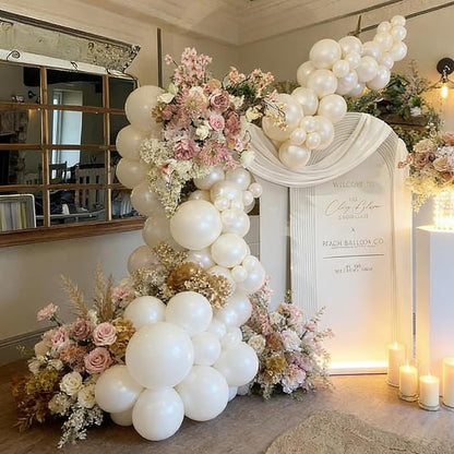 50pcs 12 Inch Pearl White Latex Balloons | Premium Pearl Balloon Kit - Image 4