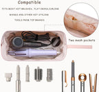 Large Quilted Hair Tools Travel Bag with Bow Pattern,Waterproof Hair Styling Accessories Storage Case for Shark FlexStyle, Dyson Airwrap Hair Dryer, Curling Iron, Revlon Hair Tools(Black)