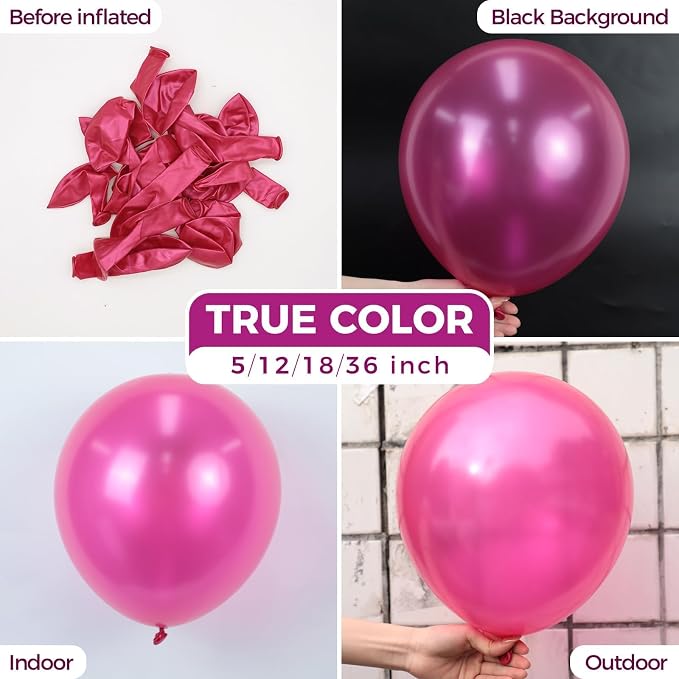 Bezente Pearl Hot Pink Balloons Latex Party Balloons 100 Pack 12 inch | Magenta - Image 2