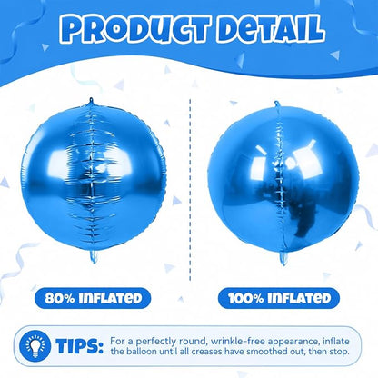 Biapian 12 Pcs Blue and Iridescent Round Balloons Foil, Large Blue Bubble - Image 3