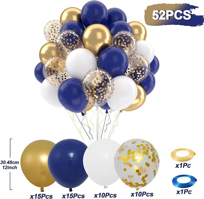 Patimate Navy Blue Gold Balloons Set - Image 4