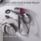 Hair Dryer Holder, Hair Dryer Holder Wall Mount for Supersonic/Nural & Attachments. Stainless Steel Hair Dryer Stand with Magnetic Rings. Hair Tool Organizer for Bathrooms Silver BANJEKT