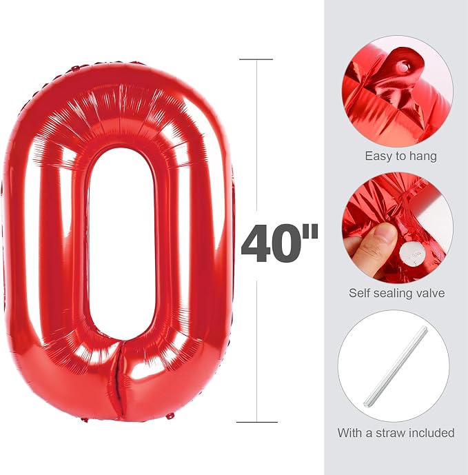 4 Balloon 40 inch Red Number Balloons - Image 5
