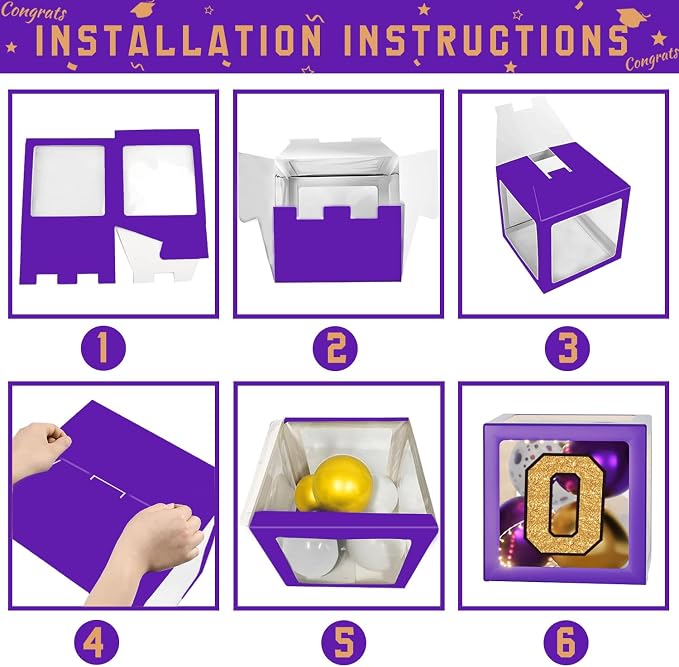 Purple and Gold Graduation Decorations 2026, Graduation Decorations Set of 4 - Image 4