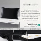 ZIMASILK 25 Momme 100% Pure Mulberry Silk Pillowcase for Hair and Skin Care, Highest Grade 6A Pillow Cases for Women, Long-Lasting Durablity, Gift for Women Men, 1Pc (Queen 20"x30", Black)
