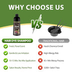 Dark Brown Hair Dye Shampoo for 100% Gray Coverage - 3 IN 1 Hair Color Shampoo with Argan Oil & Ginseng, Ammonia & Paraben Free, Long Lasting Semi-Permanent Natural Color for Women & Men (500ml)