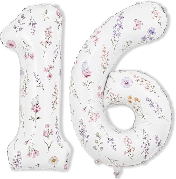 Flower 16 Balloon Numbers for Girls 16th Wildflower Birthday Party Decor | 40'' by Froova