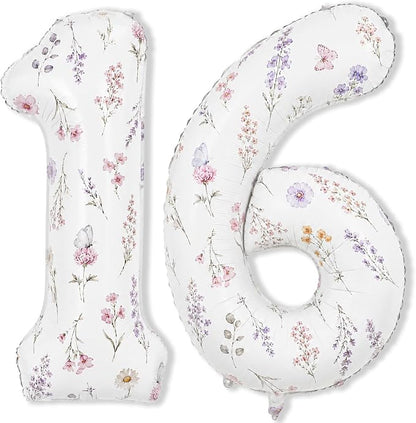 Flower 16 Balloon Numbers for Girls 16th Wildflower Birthday Party Decor | 40'' by Froova