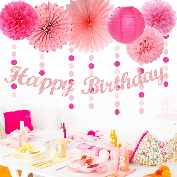 Light Hot Pink Birthday Party-Decorations - Image 4
