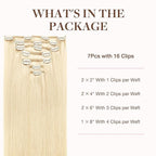 GOO GOO Clip in Hair Extensions Real Human Hair, Remy Human Hair Extensions Clip ins for Women, Natural Human Hair, 22inch 120g 7Pcs, 613R Bleach Blonde