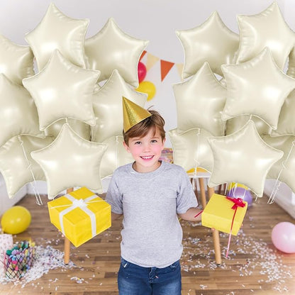 Cream Star Foil Balloons, 18 Inch Beige Aluminum Balloon - Image 6