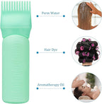 Cosywell Root Comb Applicator Bottle 6 Ounce 3 Pack Hair Oiling Bottle Hair Dye Applicator Brush for Hair Root Comb Color with Graduated Scale(White Blue Green)