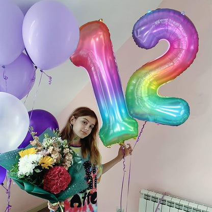 40 Inch Rainbow Number Balloon 1, Large Number Foil Balloons Mylar - Image 5