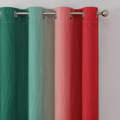 Red and Green Ombre Blackout Curtains - Image 4