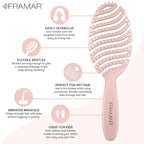 FRAMAR Vented Pink Hair Brush For Women – Flex Brush, Wet Hair Brush Detangler, Wet Hairbrush For Women, Detangle Brush, Brushes For Hair, Hairbrushes – Vented Design For Faster Drying Time