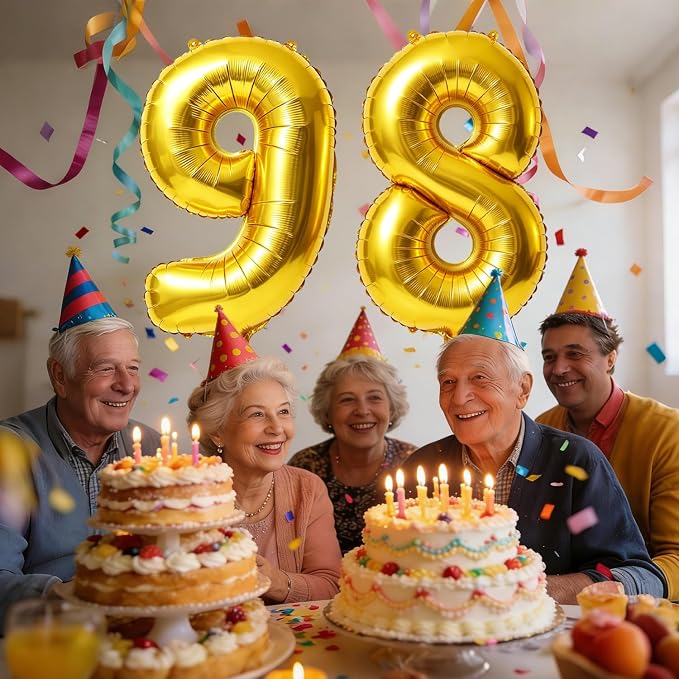 40 Inch Number 98 Balloons for 98th Birthday Party Decorations, 0-100 Gold - Image 2