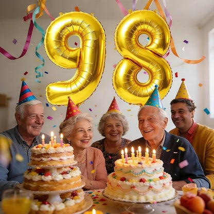 40 Inch Number 98 Balloons for 98th Birthday Party Decorations, 0-100 Gold - Image 2
