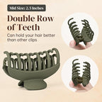 DEEKA 4 PCS Double Row Teeth Hair Claw Clips 2.5" Medium Hair Clips for Thin Hair Small Matte Clips Short Fine Hair Accessories for Women and Girls -Green Yellow
