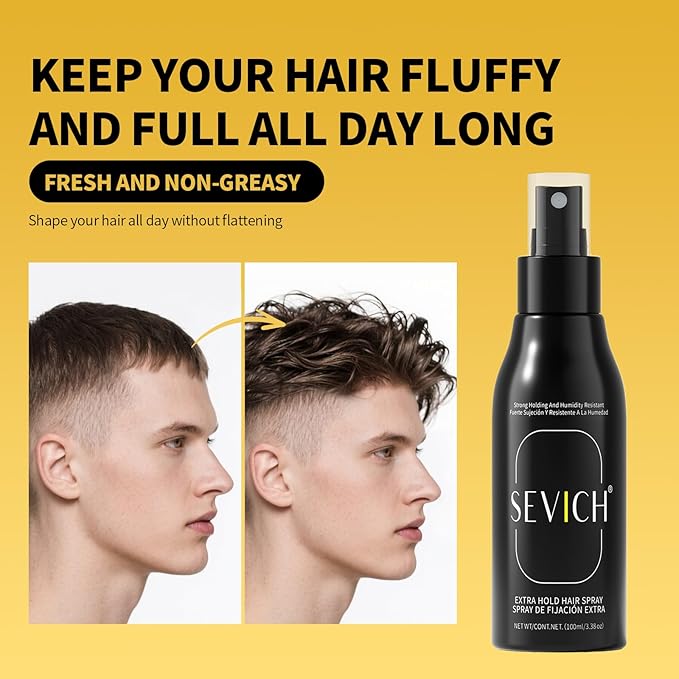 SEVICH Extra Hold Hair Spray,Level 4 Strong Hold Humidity Resistant Hairspray for Men & Women,Lightweight Texture & Shaping Effect,Refreshing & Non-sticky,100ml