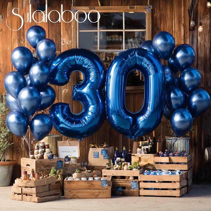 40 Inch Navy Blue Big Number 30 Balloon 0-9 Large Helium | Royal Blue Balloons - Image 4