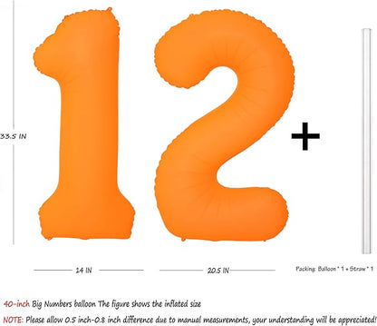 Orange Birthday Number 12 Balloon 40IN Fluorescent Orange 21 Balloon | - Image 2