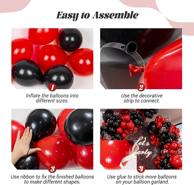 Red and Black Balloon Arch Garland Kit - Image 3