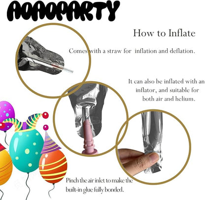 Silver Happy Birthday Balloons Banner 16 Inch Mylar Foil | Happy Birthday - Image 5