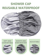 Years calm Reusable Waterproof Shower Caps for Women, Hair Caps for Showers, Double-Layer Elastic Design, for All Hairstyles, Travel-Friendly (grey)