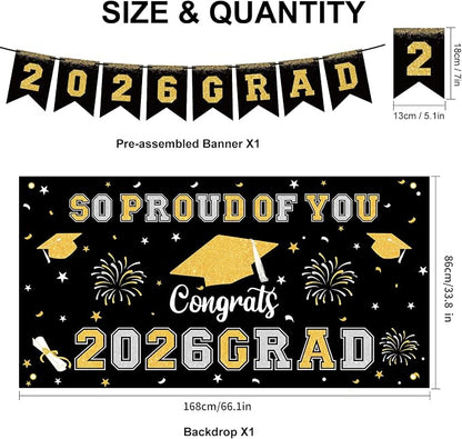 59Pcs Graduation Decorations 2026 Backdrop Balloons Banner Centerpiece Hanging - Image 2