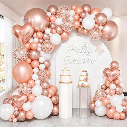 HILAVO Rose Gold Balloons Garland Arch Kit 18 10 5 In Rose Gold Heart Foil by HILAVO