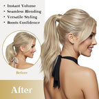 Ve Sunny Hair Extensions Ponytail Real Human Hair 80G Wrap Around Clip in Ponytail Hair Extensions Straight Extensions Human Hair for Women Blonde Highlights for Women Warm Color 14inch