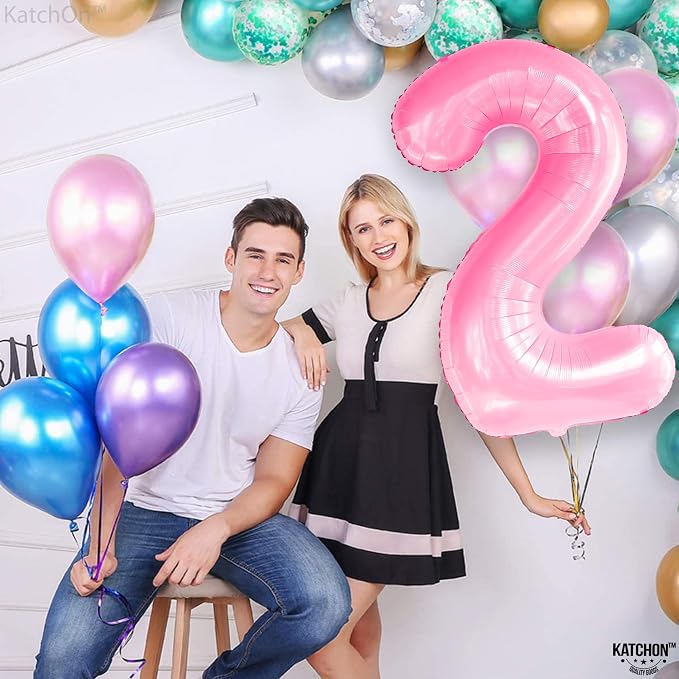 KatchOn Pink Number 2 Balloon 40 Inch 2nd Birthday Decorations - Image 6
