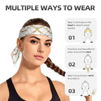 Men's Women Fashion Sports Sweatband Hand Decor for Running Fitness Spa, Long Multifunction Gold Marble Texture White Head Ribbon Headwear