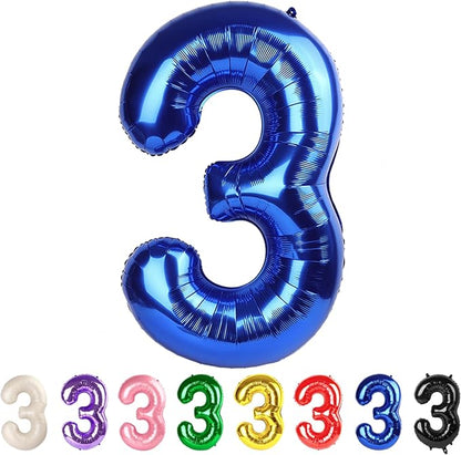 3 Balloon Numbers Party Decorations, 40In Dark Blue Balloons by Mluchee