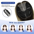 WORLDSTAR Hair Toppers for Women Real Human Hair 150% Density 6 * 7 Inch Base 12Inch 55g #1B/4/27 Natural Black Ombre Brown with Caramel Blonde Clip in Human Topper No Bangs (tp#1B/4/27-12)