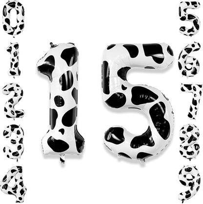40 Inch Cow Print Number 15 Balloon Set, Giant Black and White Foil 1 and 5 by Unknown