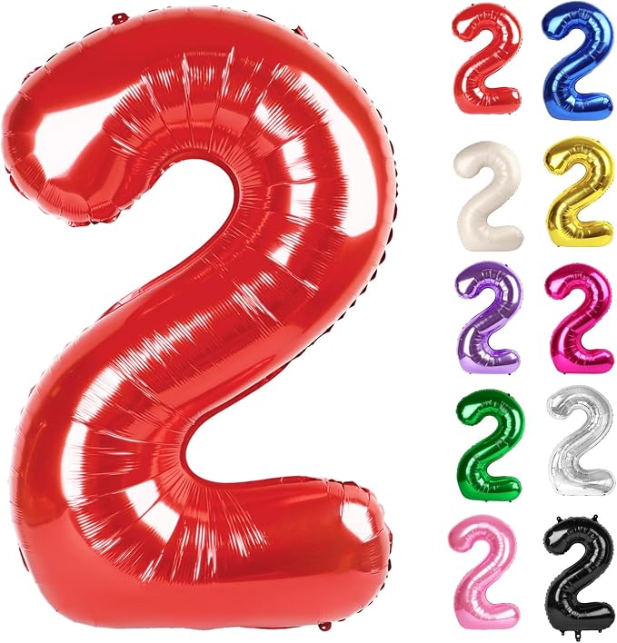 Red Number 2 Balloon 40 Inch by IWERP