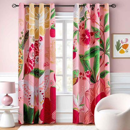 Tyrot Pink Boho Floral Blackout Curtains by TyrotHomeDecor
