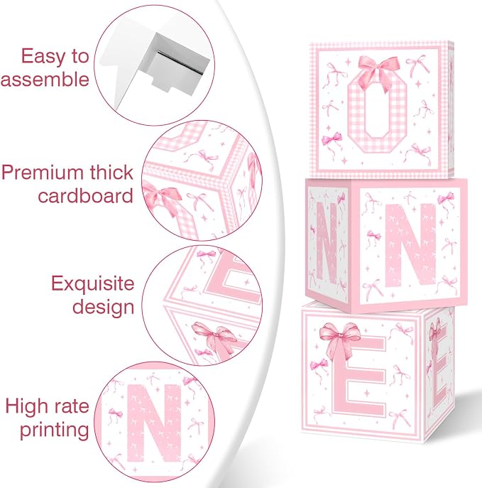 Foxrush Pink Bow First Birthday Decorations - Image 3