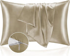 BEDELITE Satin Pillowcase with Zipper, Taupe King Size Pillow Cases Set of 2, Super Soft and Cooling Similar to Silk Pillow Cases, Gift for Women Men(20x40 Inches)