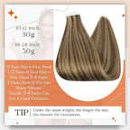Full Shine Tape in Extensions Human Hair Tape in Real Hair Extensions 50 Gram 20 Pcs Glue in Hair Extensions 20 Inch Color 4 Medium Brown Highlight 27 Honey Blonde Seamless Hair Extension