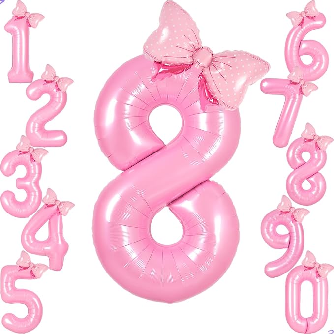 Pink 8 Balloon Number Pink Birthday Decorations by Unknown