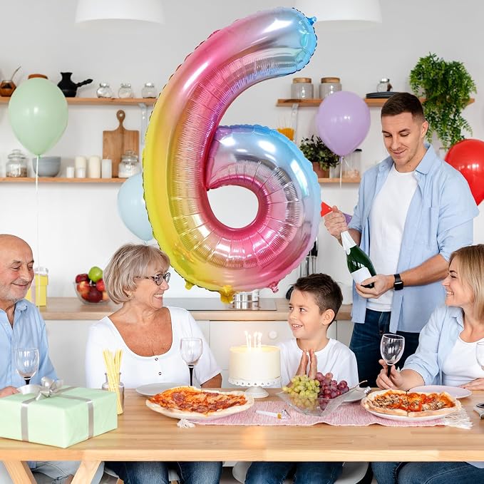 40 Inch Rainbow Number 100 Balloon, Large Foil Mylar Balloons - Image 6