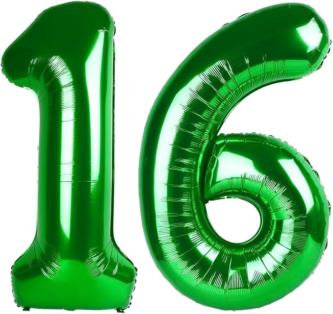 40 Inch Green Mylar Foil Number 16 61 Birthday Balloon, Digital Balloons by Upgesy