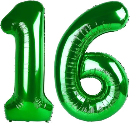 40 Inch Green Mylar Foil Number 16 61 Birthday Balloon, Digital Balloons by Upgesy