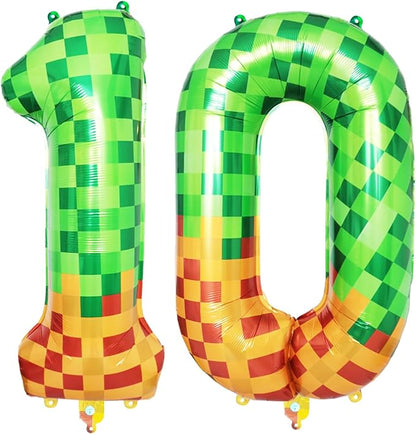 40 Inch Pixel Foil Number 10 Balloon by TNCDJKPA