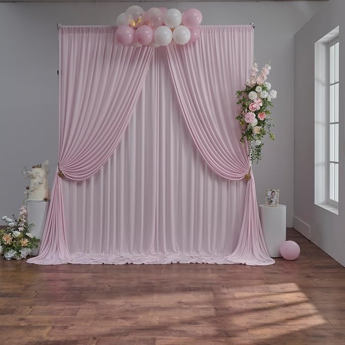 10 ft x 10 ft Baby Pink Backdrop Curtains by Outpain